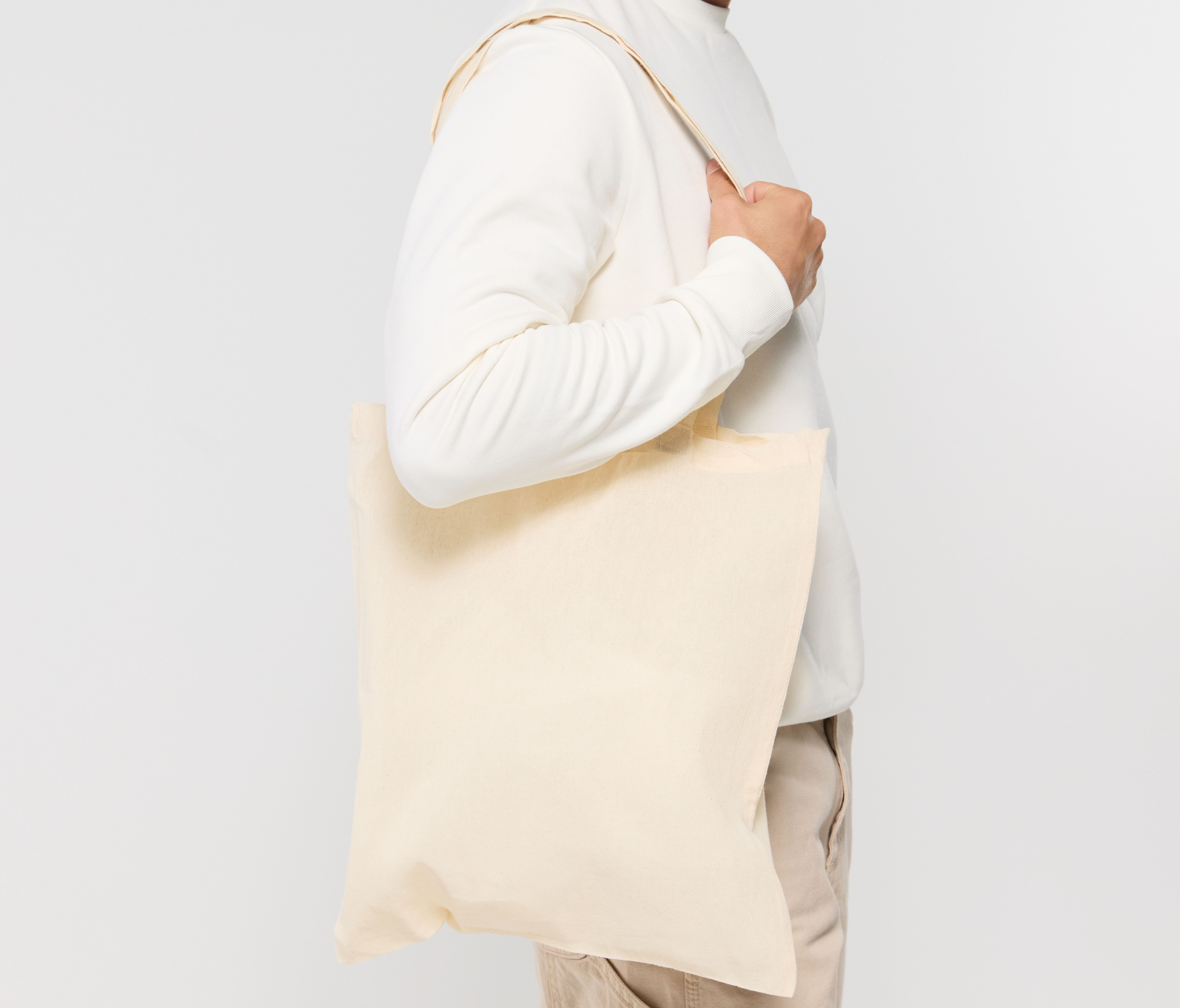 COTTON LARGE HANDLE BASIC SHOPPER