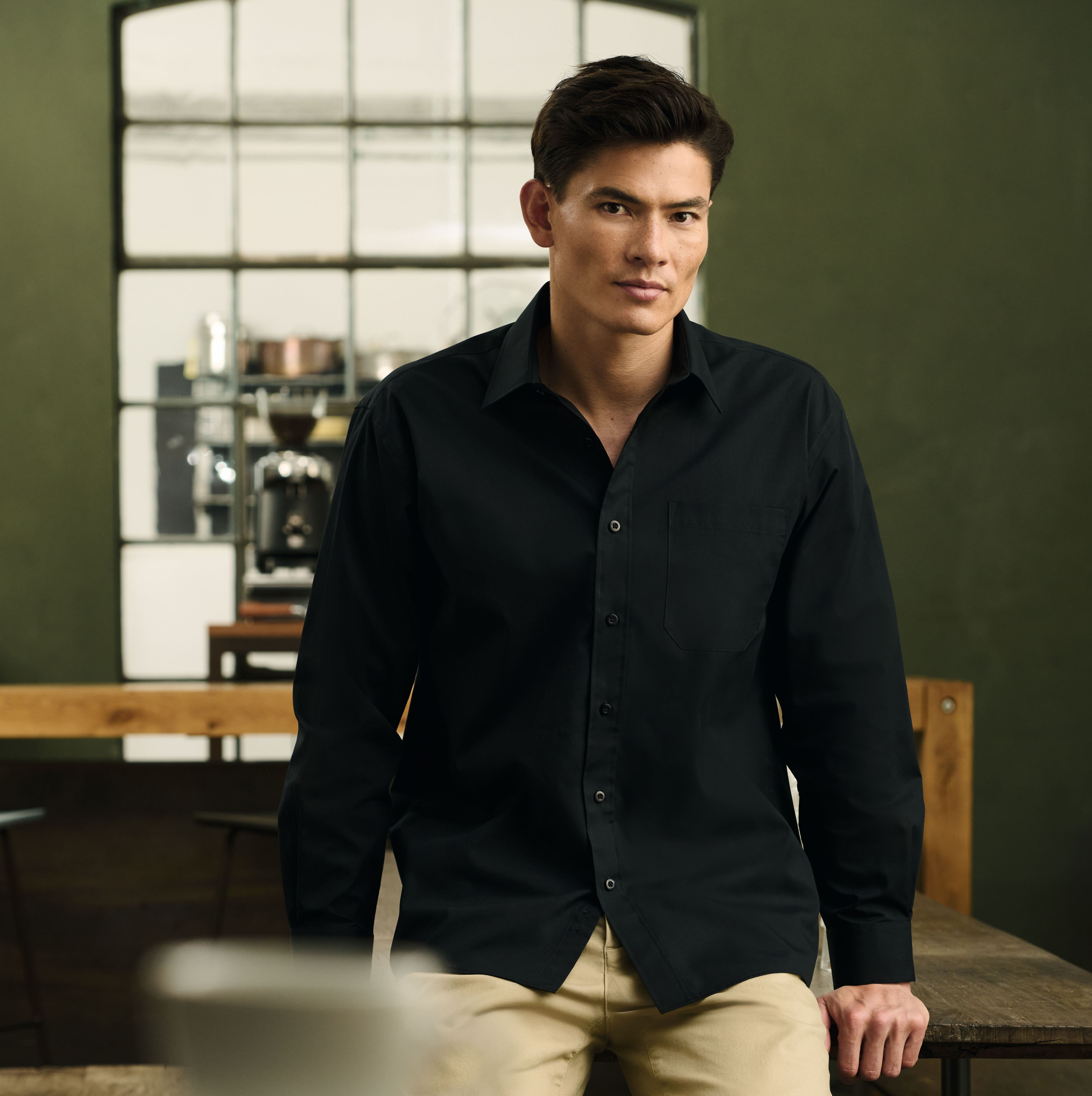 MEN'S LONG SLEEVE CLASSIC POLYCOTTON POPLIN SHIRT