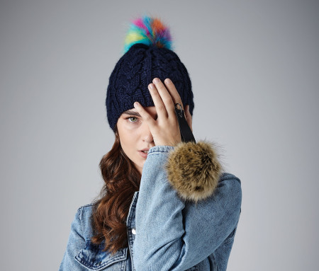 FAUX FUR POP POM KEY RING