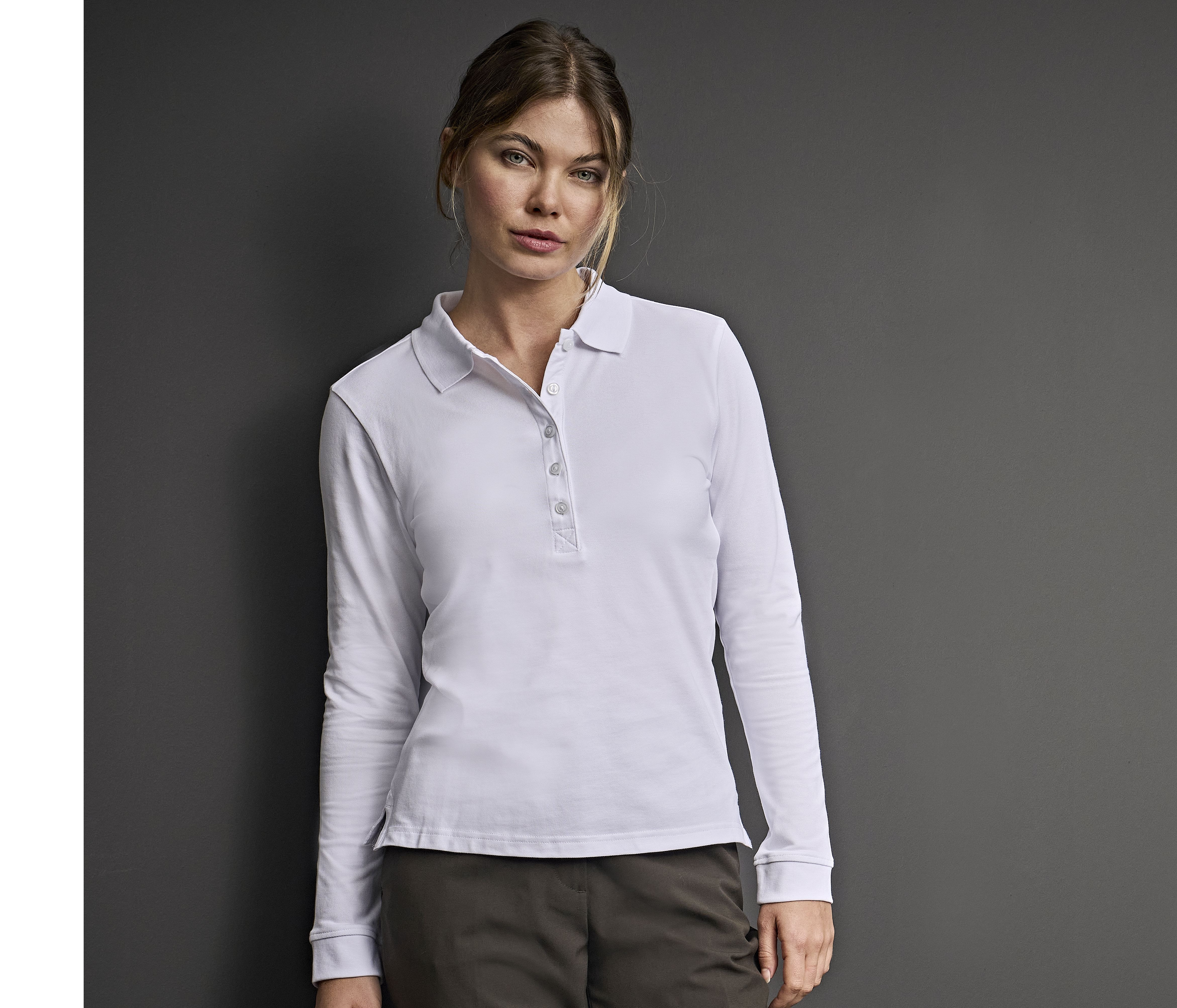 LADIES LUXURY STRETCH LONG SLEEVE POLO