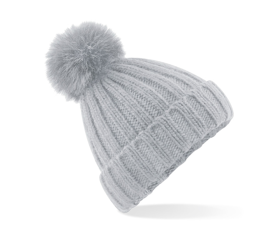 VERBIER FAUX FUR POP POM CHUNKY BEANIE