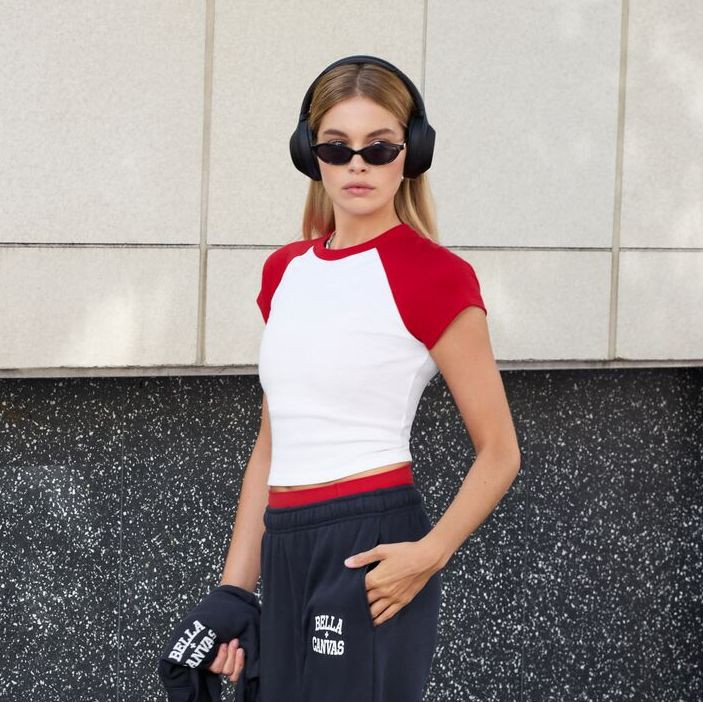 WOMEN'S MICRO RIB RAGLAN BABY TEE