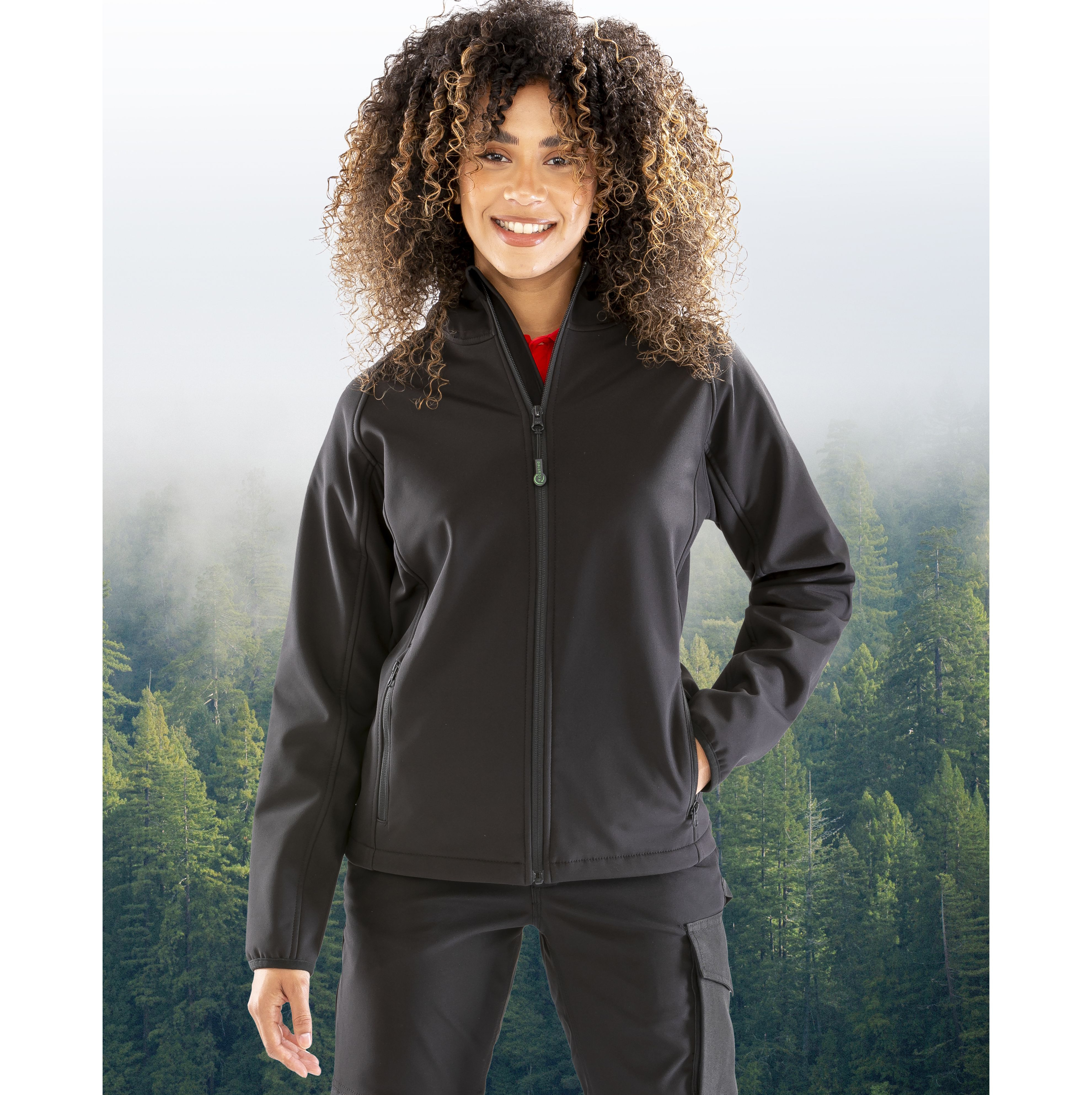 RECYCLED 3-LAYER PRINTABLE WOMENS HOODED SOFTSHELL