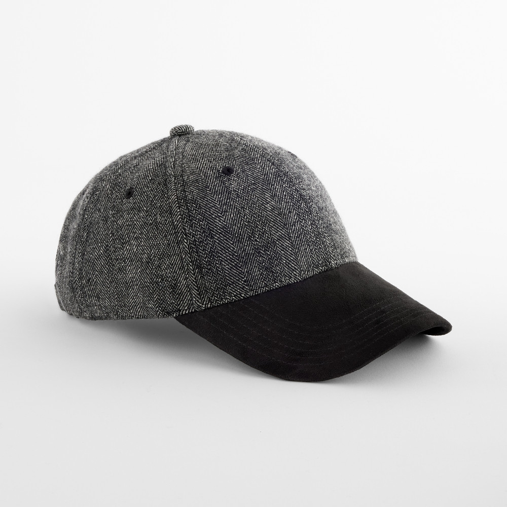 SUEDE PEAK HERRINGBONE CAP
