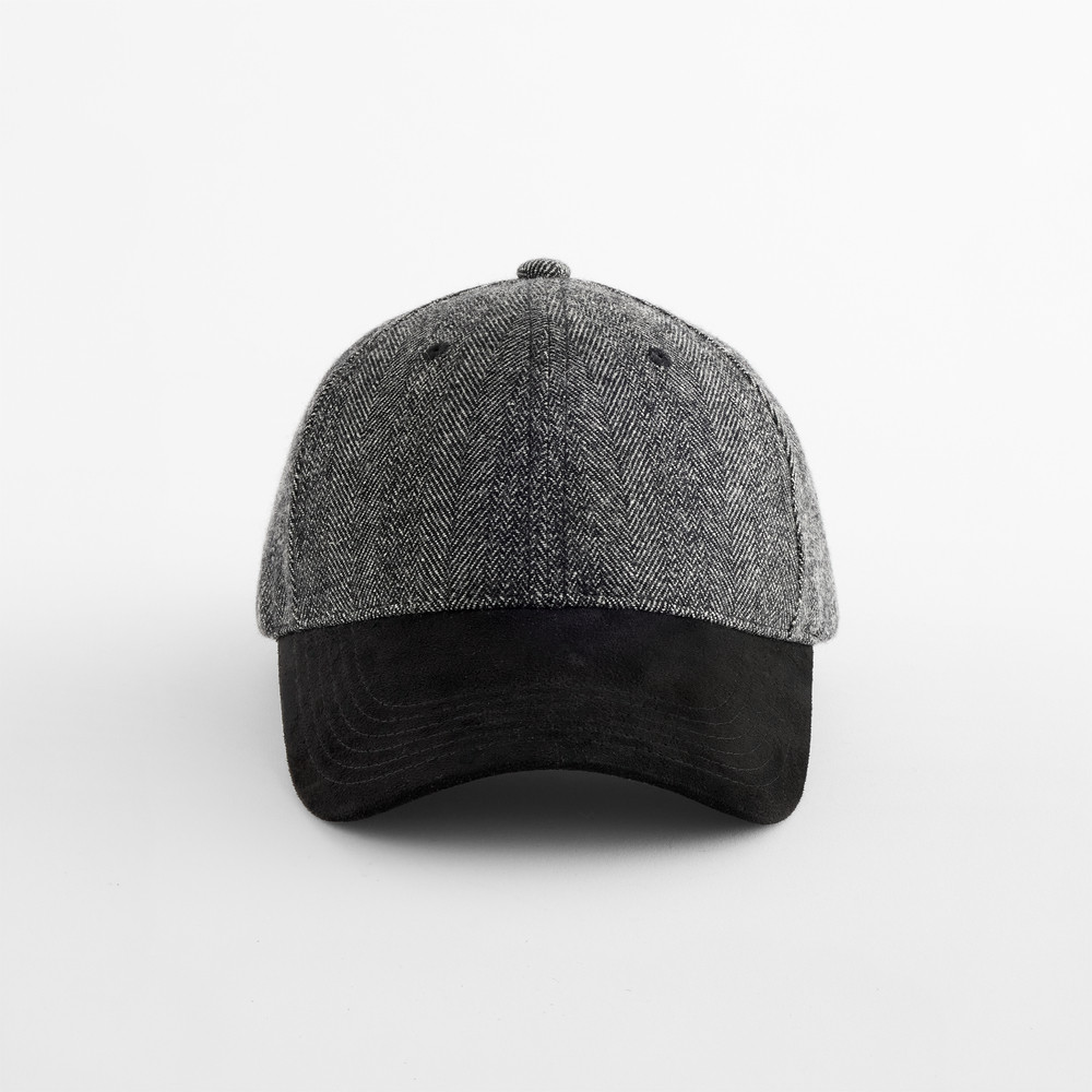 SUEDE PEAK HERRINGBONE CAP