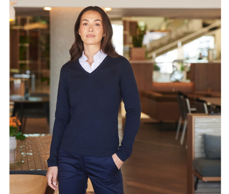 LADIES' V-NECK JUMPER