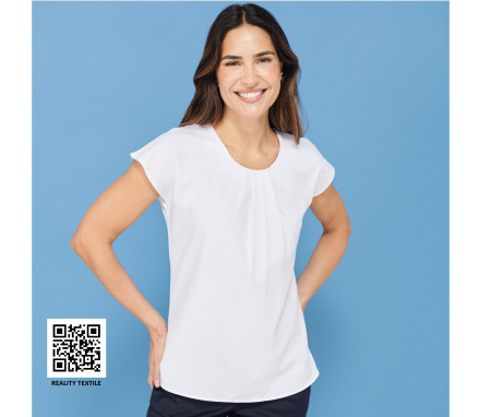 LADIES PLEAT FRONT S/S BLOUSE