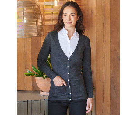 LADIES V BUTTON CARDIGAN