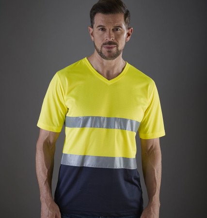 HI-VIS TOP COOL V-NECK T-SHIRT