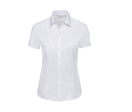 LADIES' SHORT SLEEVE TAILORED HERRINGBONE SHIRT